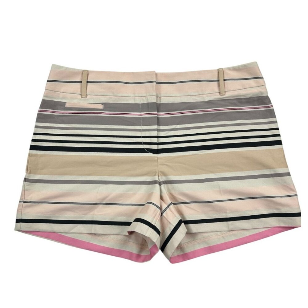 NWT Ann Taylor LOFT  Women’s Multicolored Striped Zipped Chino Shorts size 8